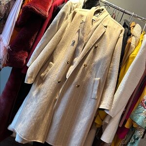 Zara Pinstripe Wool Blend Coat